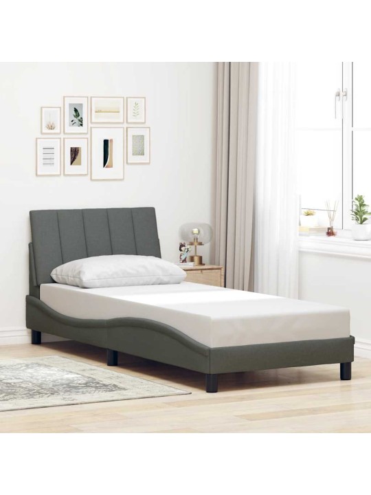 Rám postele bez matrace tmavě šedý 90 x 200 cm textil