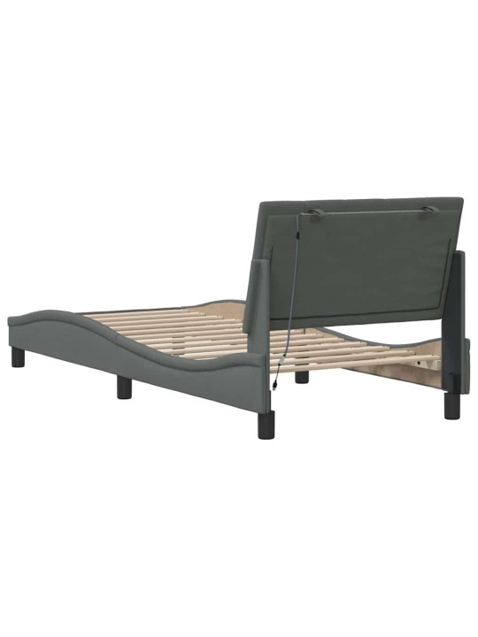Rám postele bez matrace tmavě šedý 90 x 200 cm textil