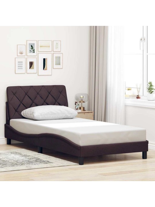 Rám postele bez matrace tmavě hnědá 100 x 200 cm textil