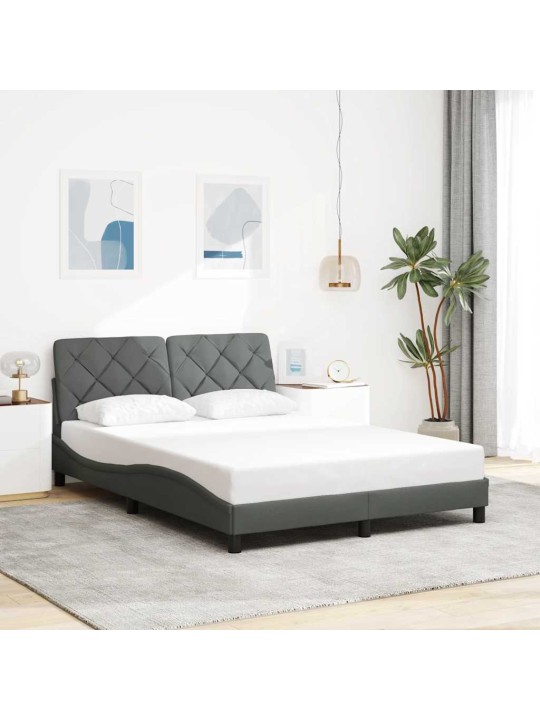 Rám postele bez matrace tmavě šedý 140 x 190 cm textil