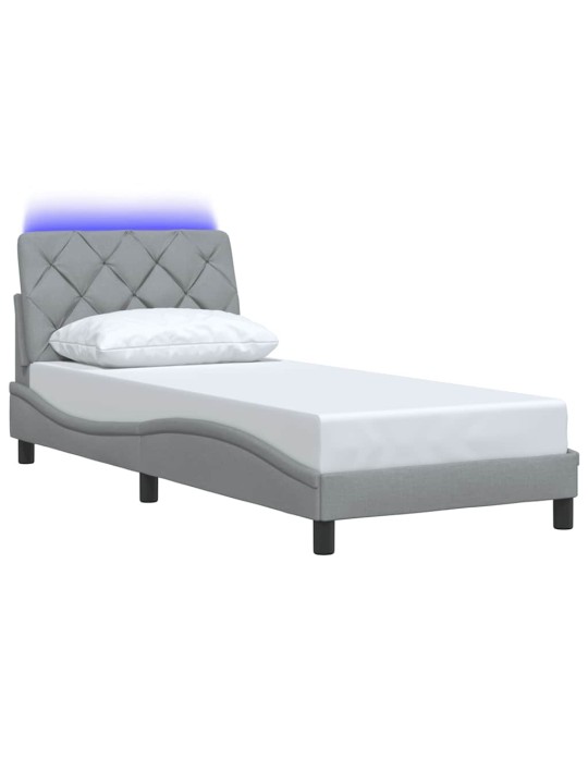 Rám postele s led bez matrace světle šedá 80x200 cm látka