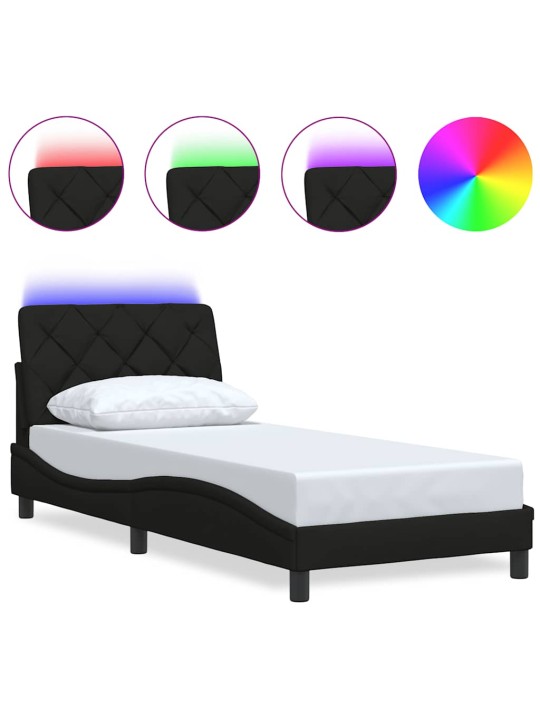 Rám postele s led bez matrace černý 80x200 cm látka