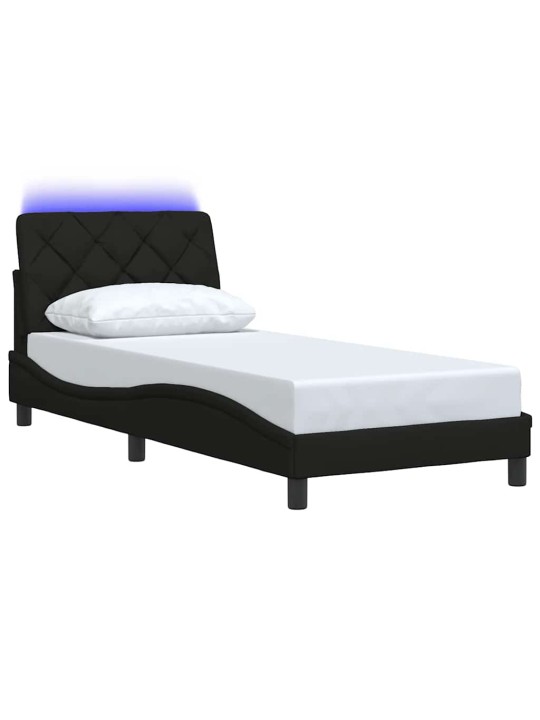 Rám postele s led bez matrace černý 80x200 cm látka