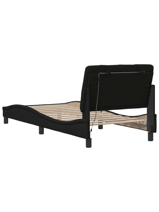 Rám postele s led bez matrace černý 80x200 cm látka