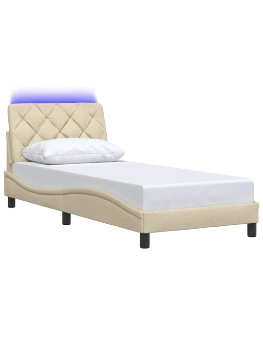 Rám postele s led bez matrace cream 80x200 cm látka