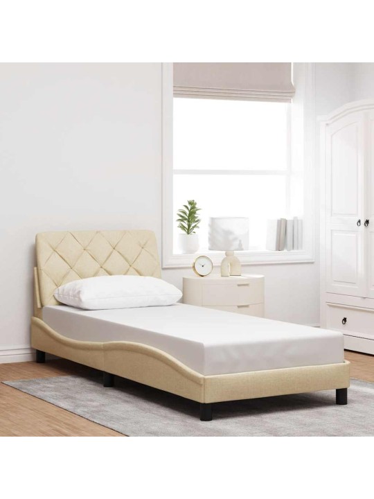 Rám postele s led bez matrace cream 80x200 cm látka