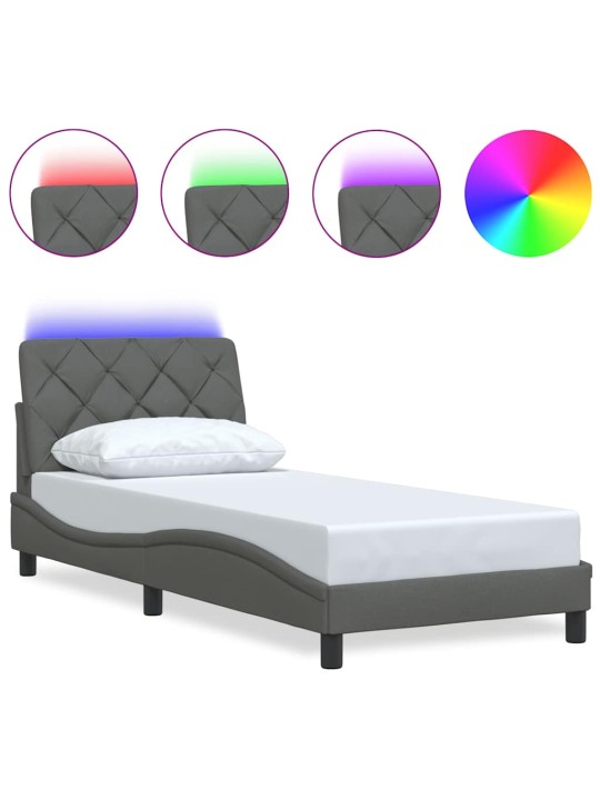 Rám postele s led bez matrace tmavě šedá 90x190 cm látka
