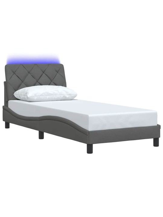 Rám postele s led bez matrace tmavě šedá 90x190 cm látka