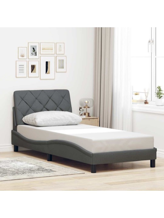 Rám postele s led bez matrace tmavě šedá 90x190 cm látka