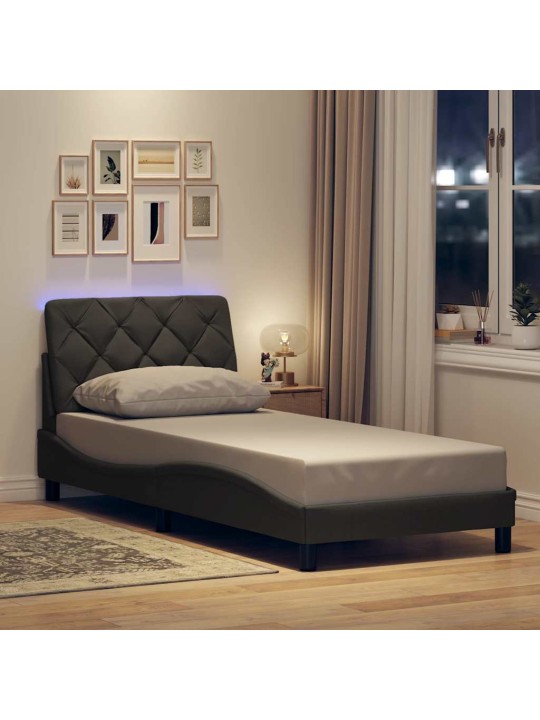 Rám postele s led bez matrace tmavě šedá 90x190 cm látka