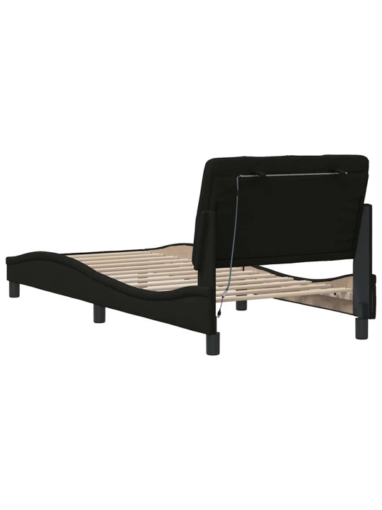 Rám postele s led bez matrace černý 90x190 cm látka