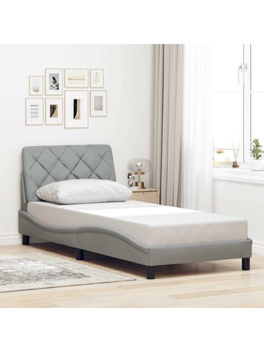 Rám postele s led bez matrace světle šedá 90x200 cm látka