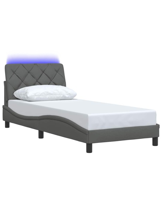 Rám postele s led bez matrace tmavě šedá 90x200 cm látka