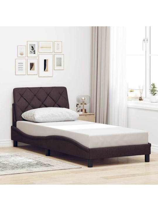 Rám postele s led bez matrace tmavě hnědá 90x200 cm látka