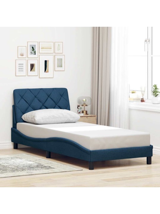 Rám postele s led bez matrace modrá 90x200 cm látka
