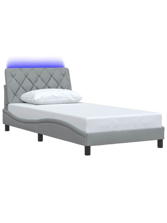 Rám postele s led bez matrace světle šedá 100x200 cm látka
