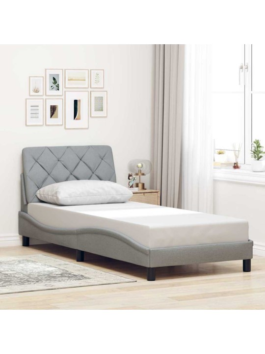 Rám postele s led bez matrace světle šedá 100x200 cm látka