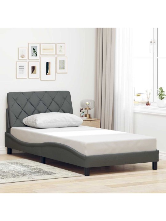 Rám postele s led bez matrace tmavě šedá 100x200 cm látka