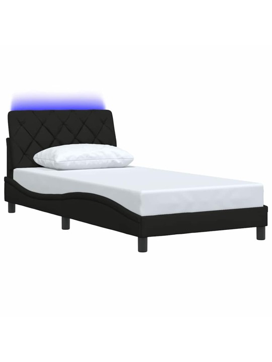 Rám postele s led bez matrace černý 100x200 cm látka