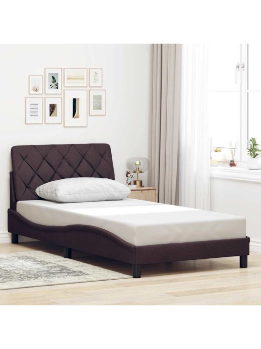 Rám postele s led bez matrace tmavě hnědá 100x200 cm látka