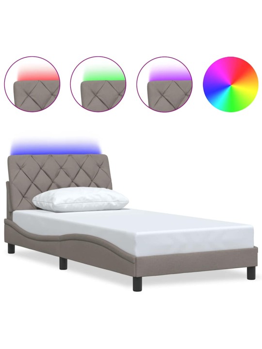 Rám postele s led bez matrace taupe 100x200 cm látka