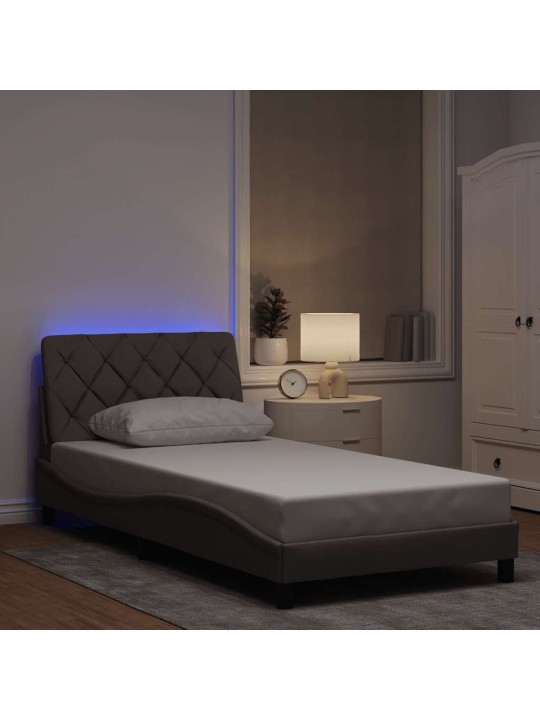 Rám postele s led bez matrace taupe 100x200 cm látka