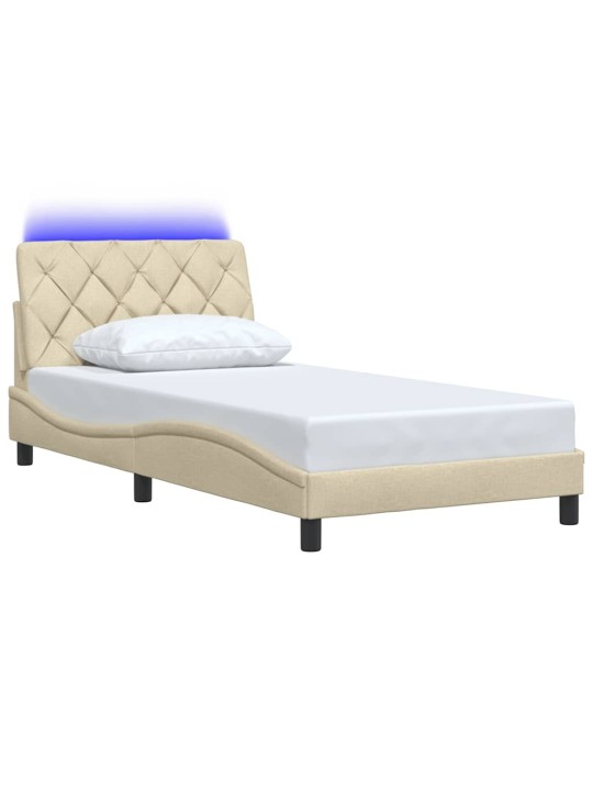 Rám postele s led bez matrace cream 100x200 cm látka