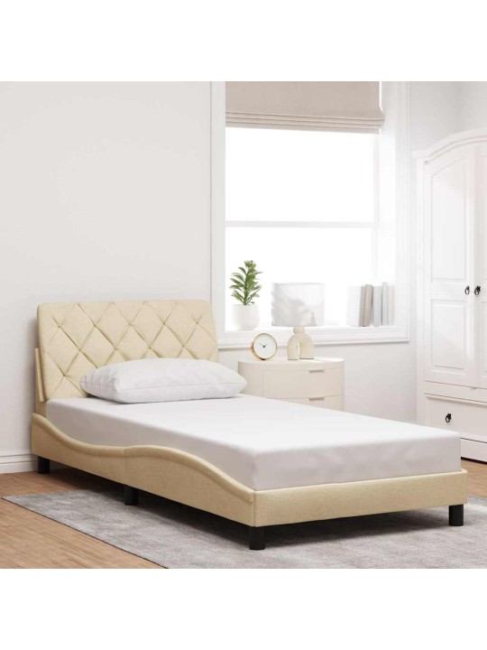 Rám postele s led bez matrace cream 100x200 cm látka