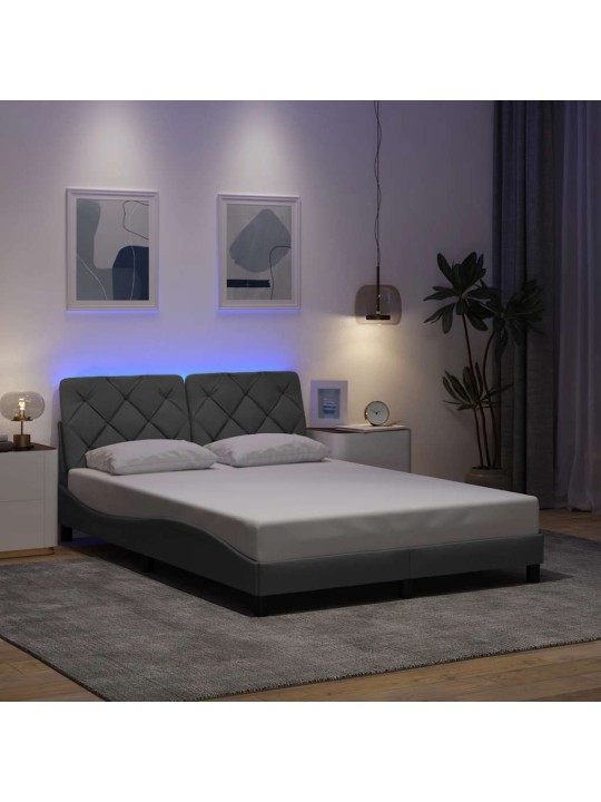 Rám postele s led bez matrace světle šedá 120x200 cm látka