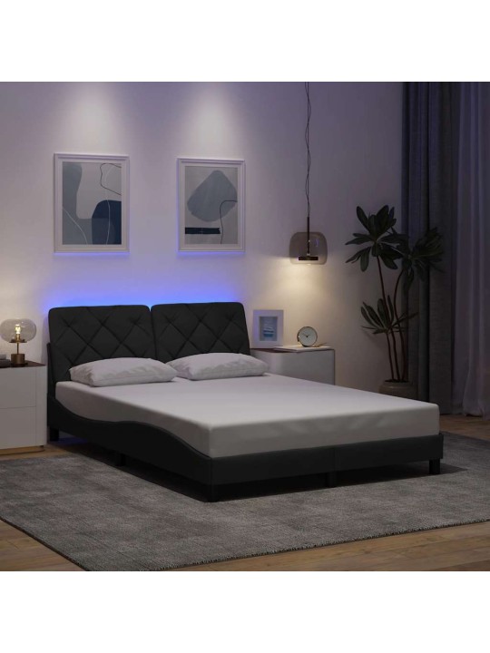 Rám postele s led bez matrace tmavě šedá 120x200 cm látka