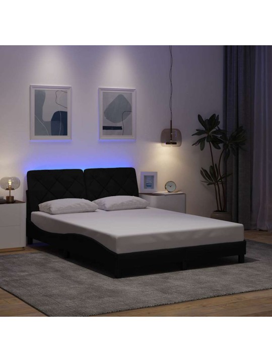 Rám postele s led bez matrace černý 120x200 cm látka