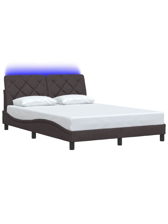 Rám postele s led bez matrace tmavě hnědá 120x200 cm látka
