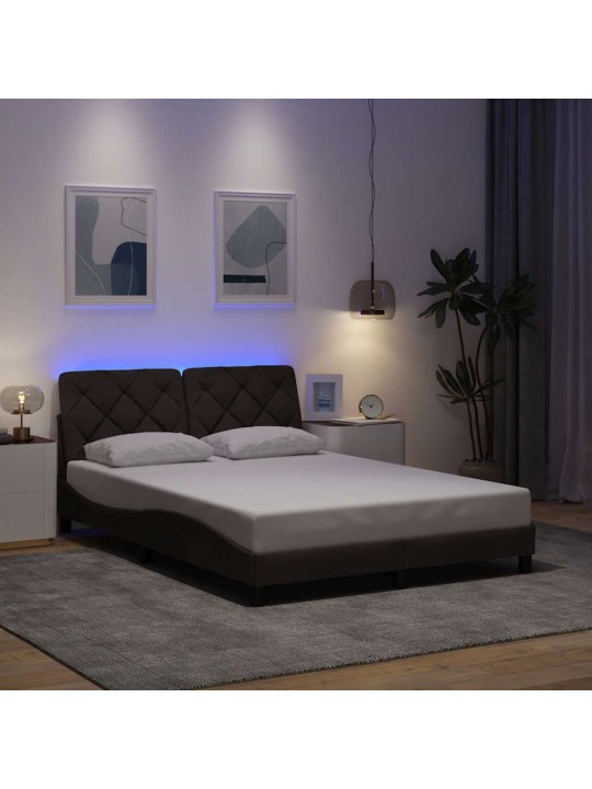 Rám postele s led bez matrace tmavě hnědá 120x200 cm látka