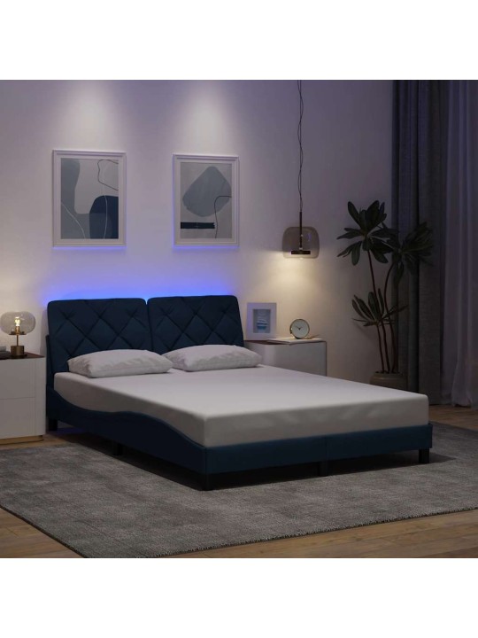 Rám postele s led bez matrace modrá 120x200 cm látka