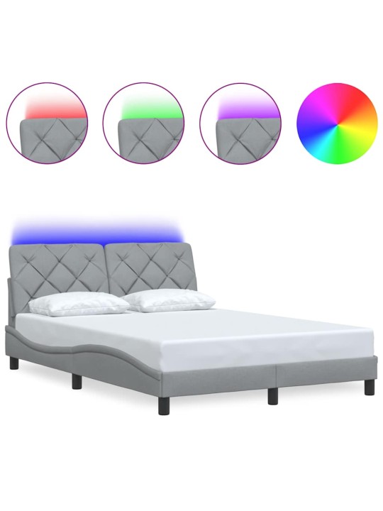 Rám postele s led bez matrace světle šedá 140x190 cm látka