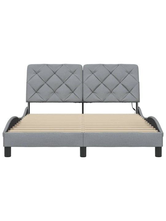 Rám postele s led bez matrace světle šedá 140x190 cm látka