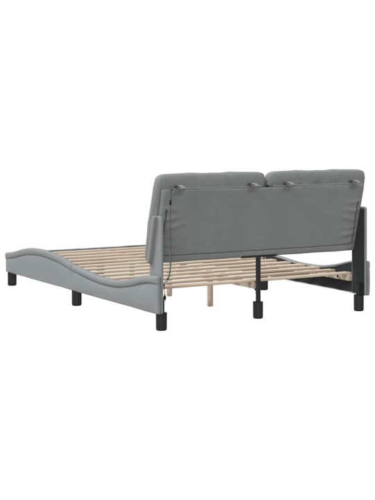 Rám postele s led bez matrace světle šedá 140x190 cm látka