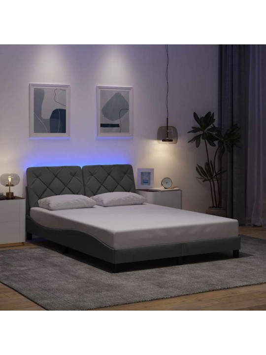 Rám postele s led bez matrace světle šedá 140x190 cm látka