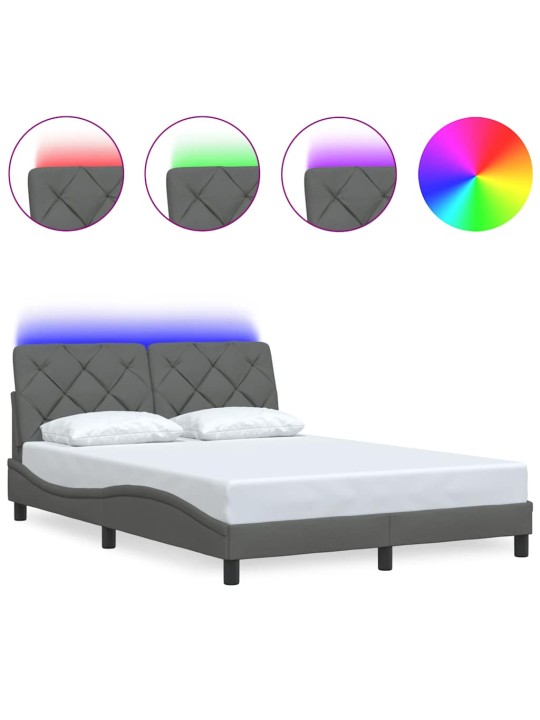 Rám postele s led bez matrace tmavě šedá 140x190 cm látka