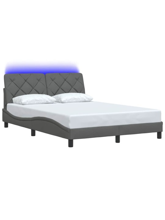 Rám postele s led bez matrace tmavě šedá 140x190 cm látka