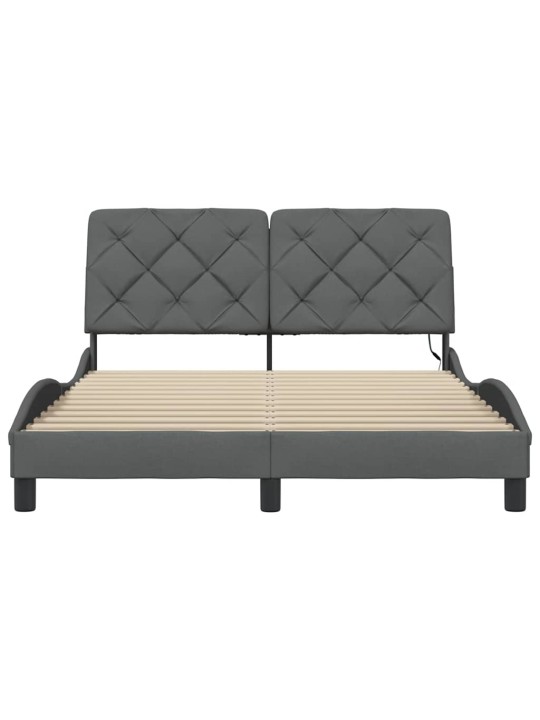 Rám postele s led bez matrace tmavě šedá 140x190 cm látka
