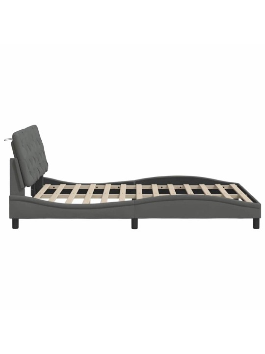 Rám postele s led bez matrace tmavě šedá 140x190 cm látka