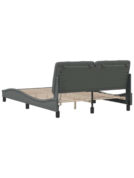 Rám postele s led bez matrace tmavě šedá 140x190 cm látka