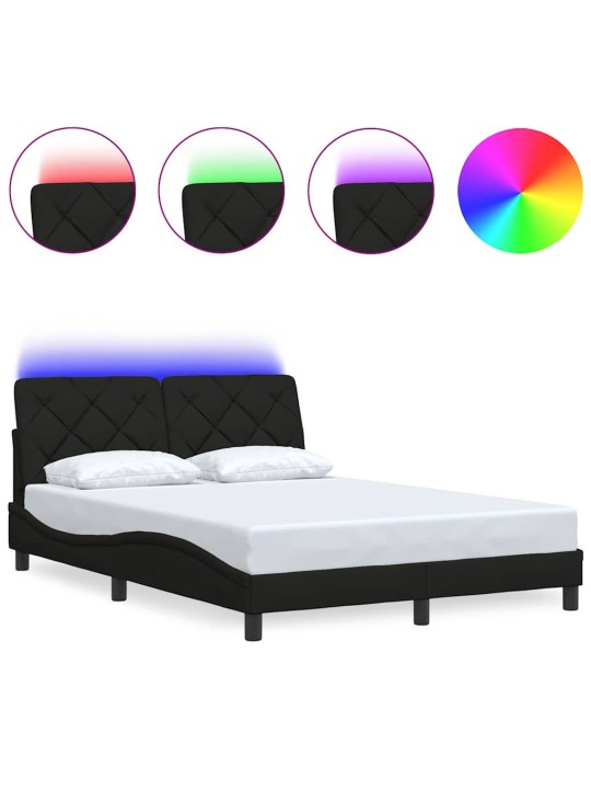 Rám postele s led bez matrace černý 140x190 cm látka