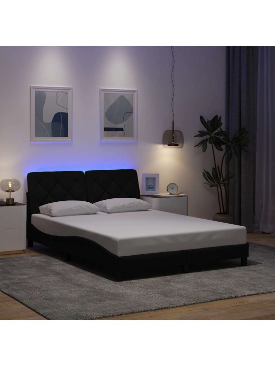 Rám postele s led bez matrace černý 140x190 cm látka