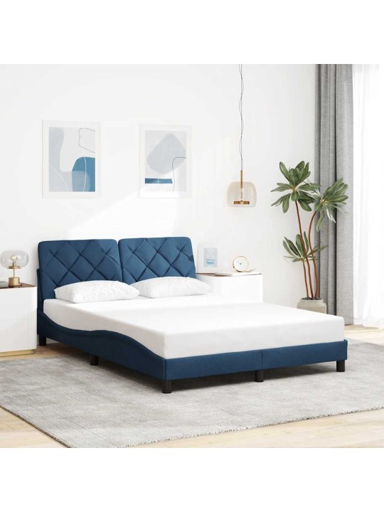 Rám postele s led bez matrace modrá 140x190 cm látka