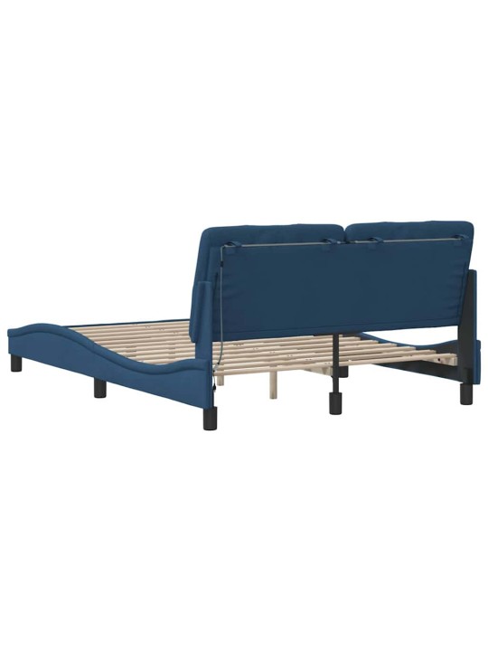 Rám postele s led bez matrace modrá 140x190 cm látka