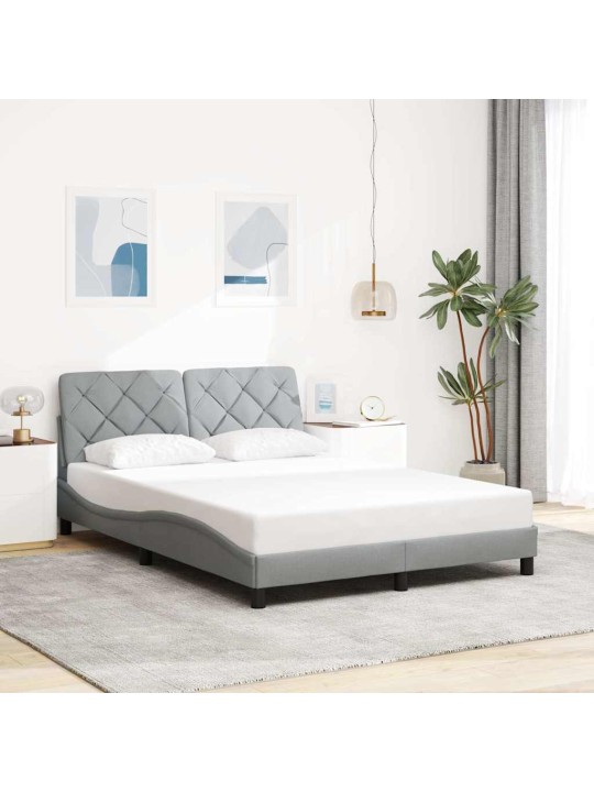 Rám postele s led bez matrace světle šedá 140x200 cm látka