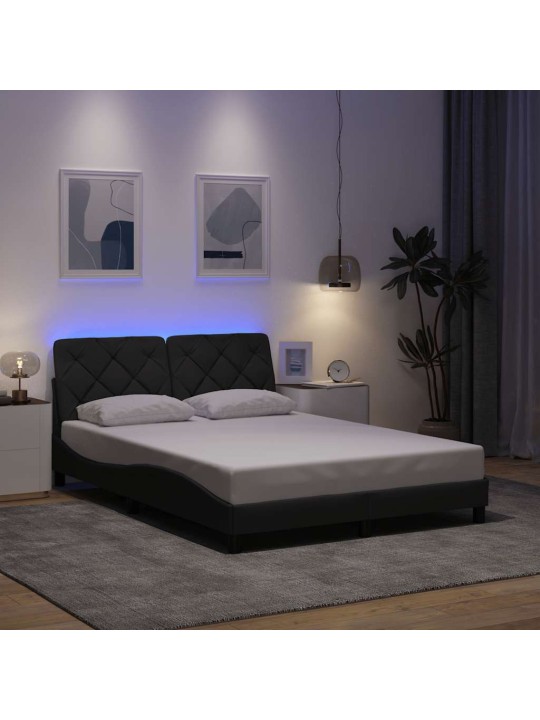 Rám postele s led bez matrace tmavě šedá 140x200 cm látka
