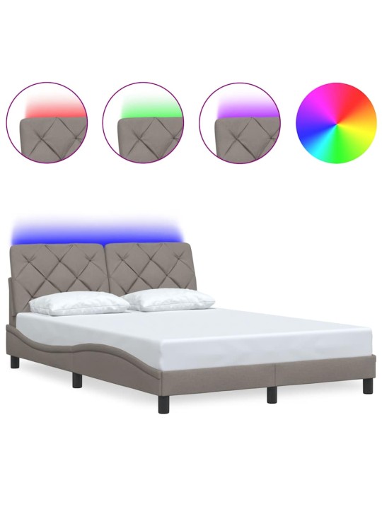 Rám postele s led bez matrace taupe 140x200 cm látka